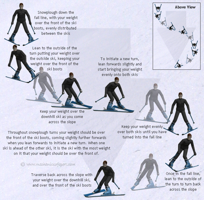 The movements in a snowplough turn should be smooth and fluid